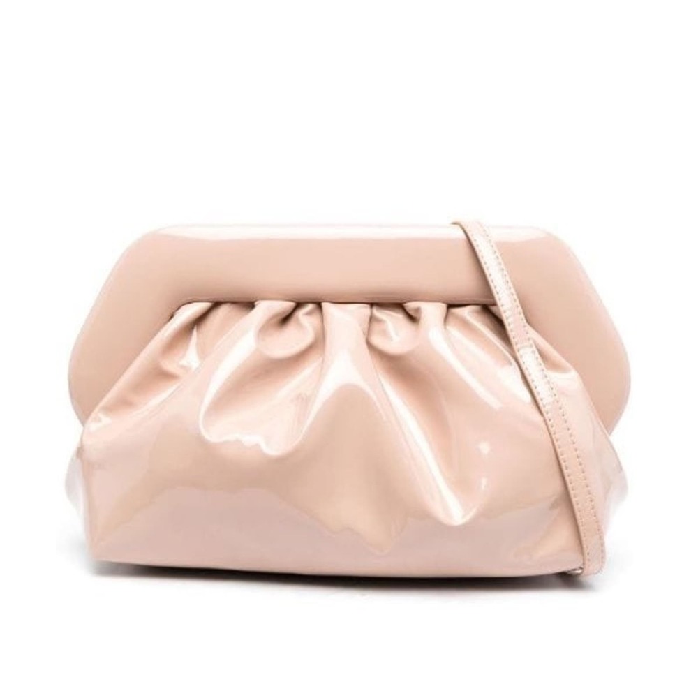 Themoirè Bios ruched rose pink patent leather clutch crossbody bag
